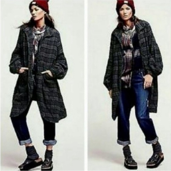 RARE! Free People Plaid Victorian jacket sz xs - Picture 7 of 16